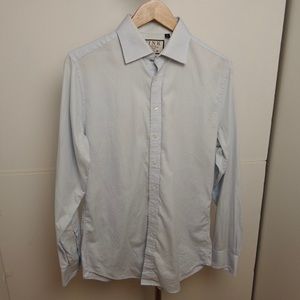 Men's Thomas Pink Super Slim Fit Dress Shirt 15.5/39cm in Blue with White Stripe